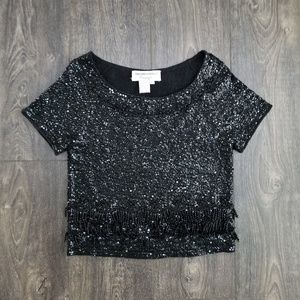 Adrianna Papell Evening Sequin Black Top